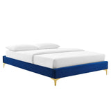 Performance Velvet Platform Bed Frame with Gold Metal Legs - Platform Bed available at Alpine Outlets in Denver