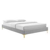 Performance Velvet Platform Bed Frame with Gold Metal Legs - Platform Bed available at Alpine Outlets in Denver
