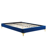 Performance Velvet Platform Bed Frame with Gold Metal Legs - Platform Bed available at Alpine Outlets in Denver