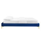 Performance Velvet Platform Bed Frame with Gold Metal Legs - Platform Bed available at Alpine Outlets in Denver
