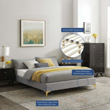 Performance Velvet Platform Bed Frame with Gold Metal Legs - Platform Bed available at Alpine Outlets in Denver