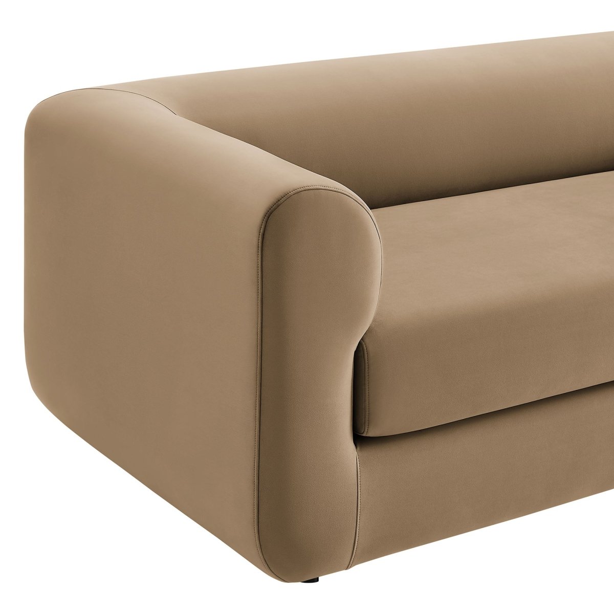 Performance Velvet Tuxedo Sofa with Rolled Arms - Living Room Furniture available at Alpine Outlets in Denver