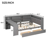 Platform Bed With Storage Shelves, Drawers, Charging Station, LED, Desk - Storage Beds available at Alpine Outlets in Denver