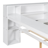 Platform Bed With Storage Shelves, Drawers, Charging Station, LED, Desk - Storage Beds available at Alpine Outlets in Denver