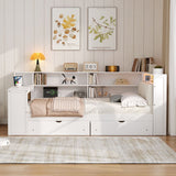 Platform Bed With Storage Shelves, Drawers, Charging Station, LED, Desk - Storage Beds available at Alpine Outlets in Denver