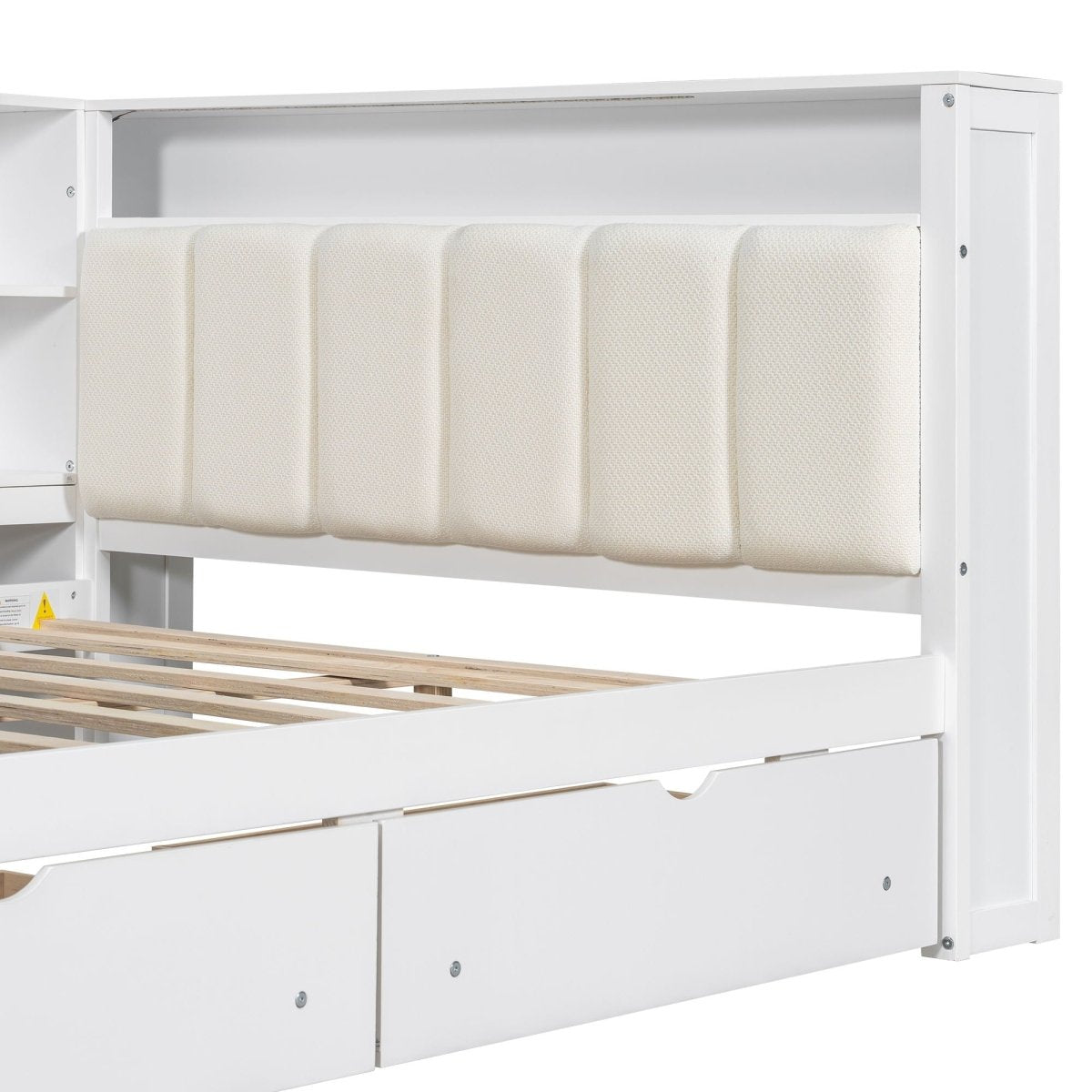 Platform Bed With Storage Shelves, Drawers, Charging Station, LED, Desk - Storage Beds available at Alpine Outlets in Denver