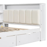 Platform Bed With Storage Shelves, Drawers, Charging Station, LED, Desk - Storage Beds available at Alpine Outlets in Denver