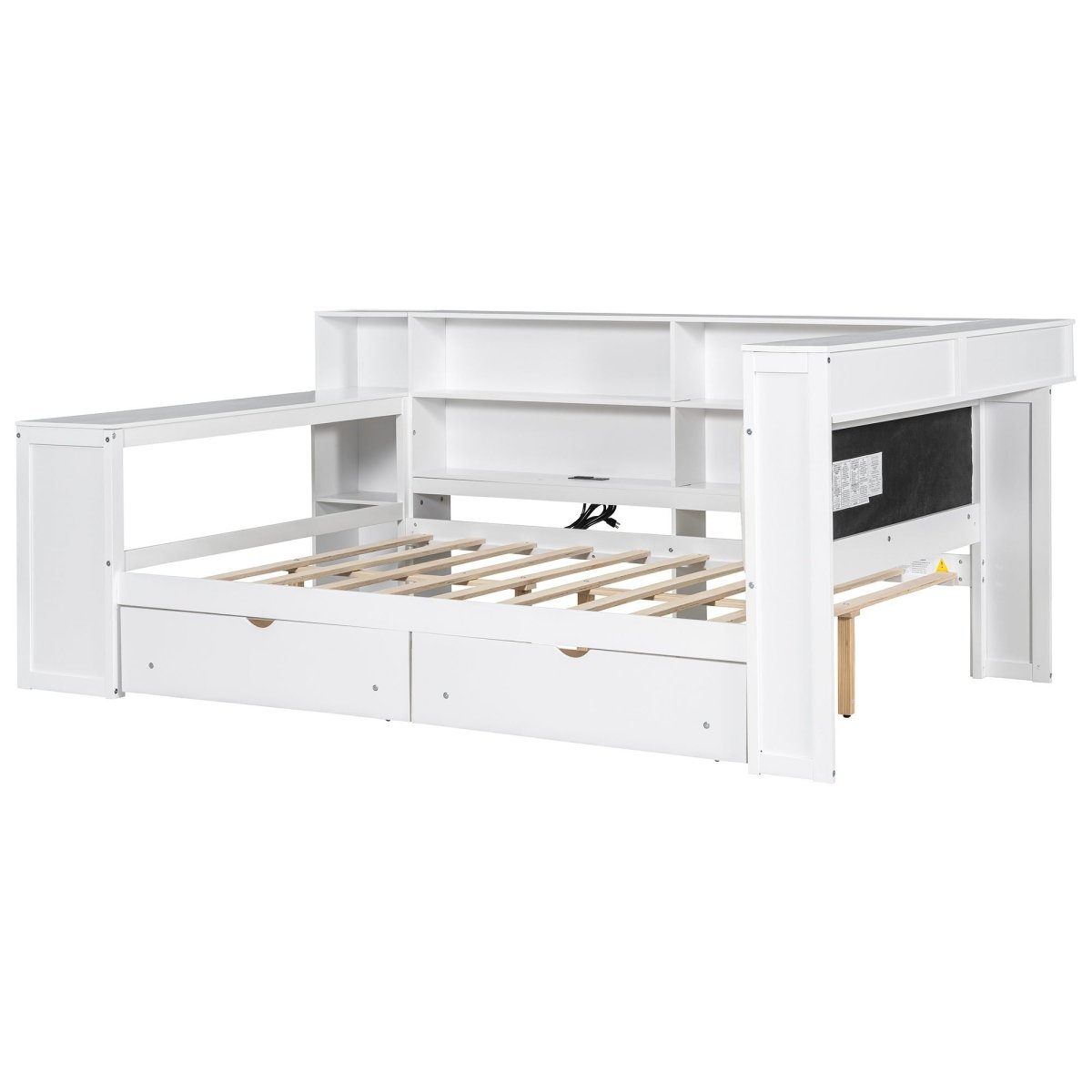Platform Bed With Storage Shelves, Drawers, Charging Station, LED, Desk - Storage Beds available at Alpine Outlets in Denver