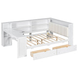 Platform Bed With Storage Shelves, Drawers, Charging Station, LED, Desk - Storage Beds available at Alpine Outlets in Denver