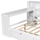 Platform Bed With Storage Shelves, Drawers, Charging Station, LED, Desk - Storage Beds available at Alpine Outlets in Denver