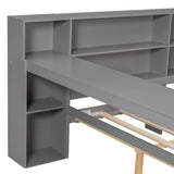 Platform Bed With Storage Shelves, Drawers, Charging Station, LED, Desk - Storage Beds available at Alpine Outlets in Denver
