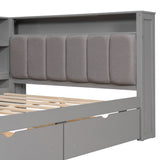 Platform Bed With Storage Shelves, Drawers, Charging Station, LED, Desk - Storage Beds available at Alpine Outlets in Denver