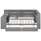 Platform Bed With Storage Shelves, Drawers, Charging Station, LED, Desk - Storage Beds available at Alpine Outlets in Denver