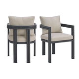 Playa Dark Grey Olefin Beige Outdoor Dining Chair Set of 2
