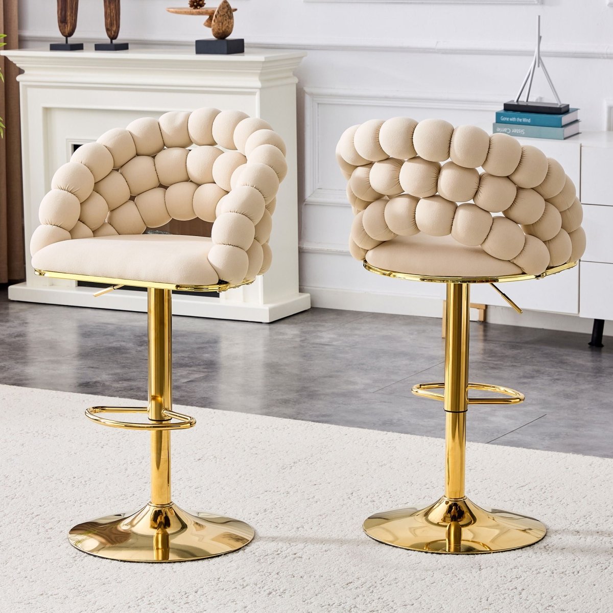 Puffy Bubble Chair, Ball Chain (Set of 2) - Beige / Gold - Chair Sets available at Alpine Outlets in Denver