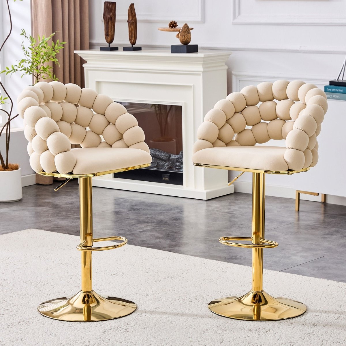 Puffy Bubble Chair, Ball Chain (Set of 2) - Beige / Gold - Chair Sets available at Alpine Outlets in Denver