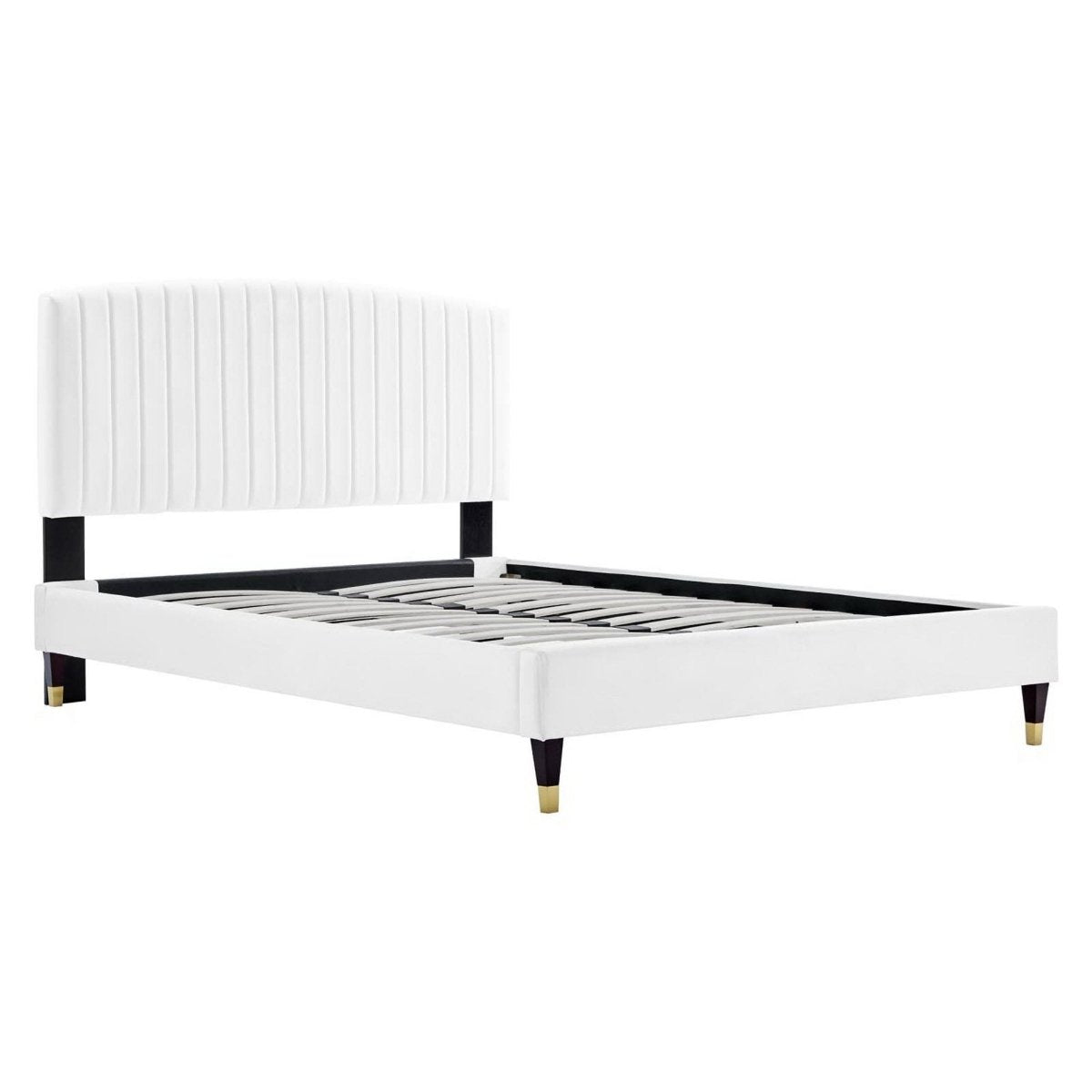 Queen Channel Tufted Performance Velvet Platform Bed - Platform Bed available at Alpine Outlets in Denver