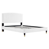Queen Channel Tufted Performance Velvet Platform Bed - Platform Bed available at Alpine Outlets in Denver
