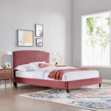 Queen Channel Tufted Performance Velvet Platform Bed - Platform Bed available at Alpine Outlets in Denver