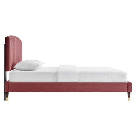 Queen Channel Tufted Performance Velvet Platform Bed - Platform Bed available at Alpine Outlets in Denver