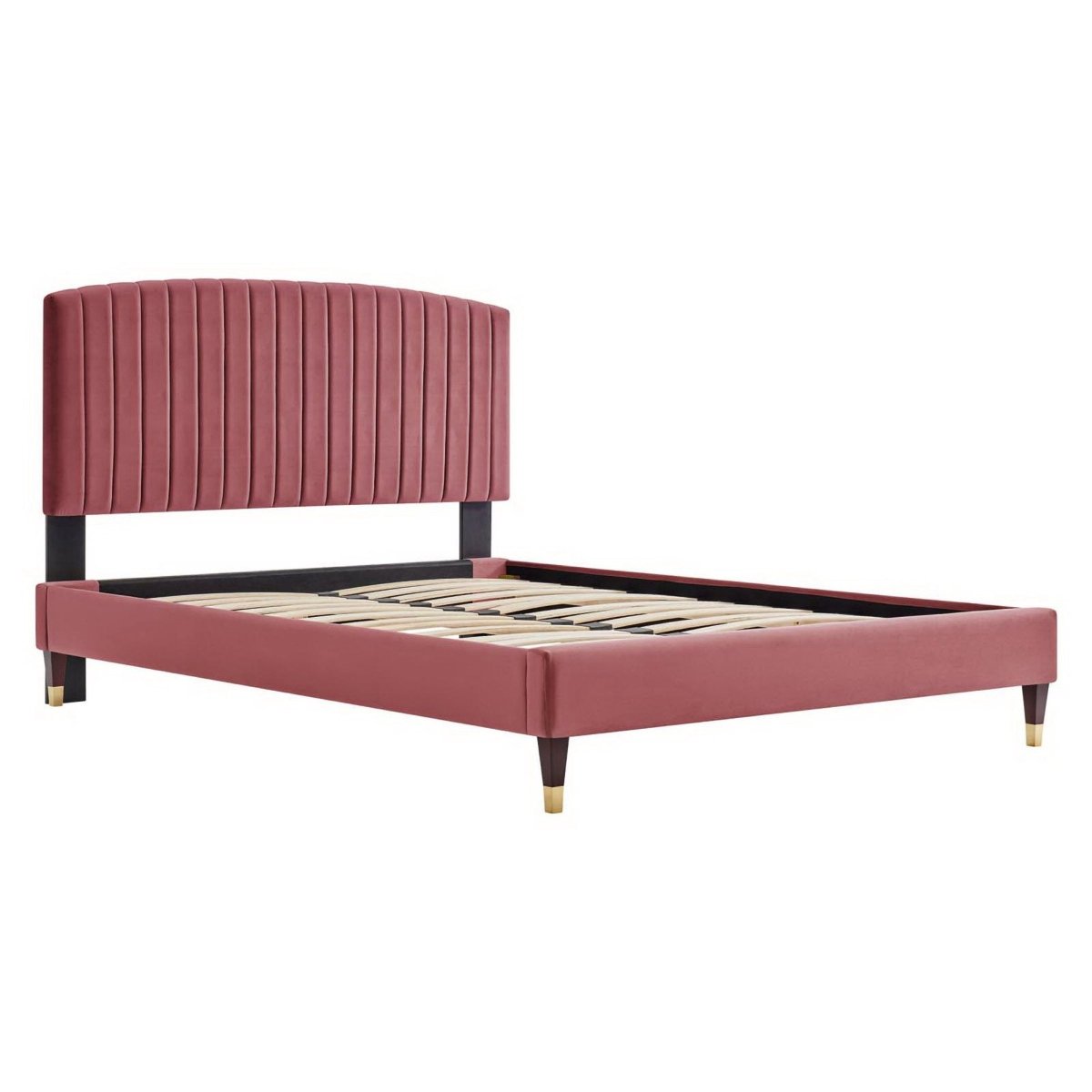 Queen Channel Tufted Performance Velvet Platform Bed - Platform Bed available at Alpine Outlets in Denver