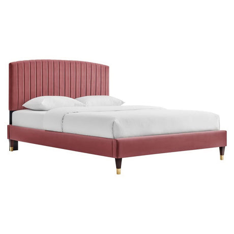 Queen Channel Tufted Performance Velvet Platform Bed - Platform Bed available at Alpine Outlets in Denver