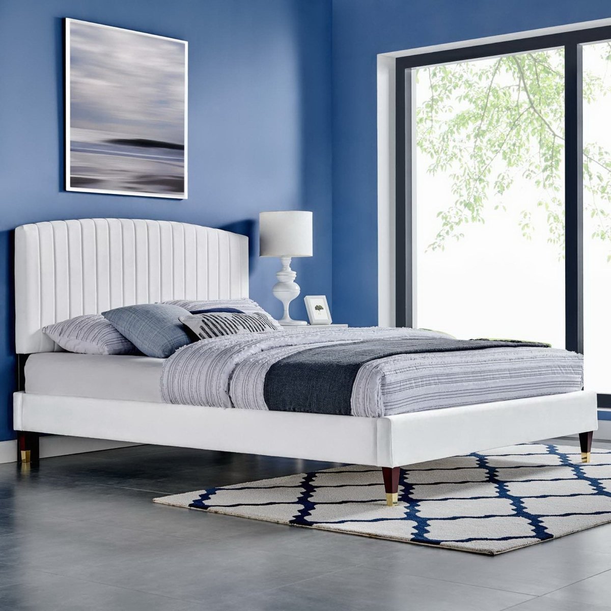 Queen Channel Tufted Performance Velvet Platform Bed - Platform Bed available at Alpine Outlets in Denver