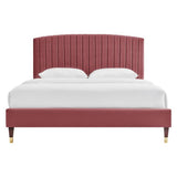 Queen Channel Tufted Performance Velvet Platform Bed - Platform Bed available at Alpine Outlets in Denver