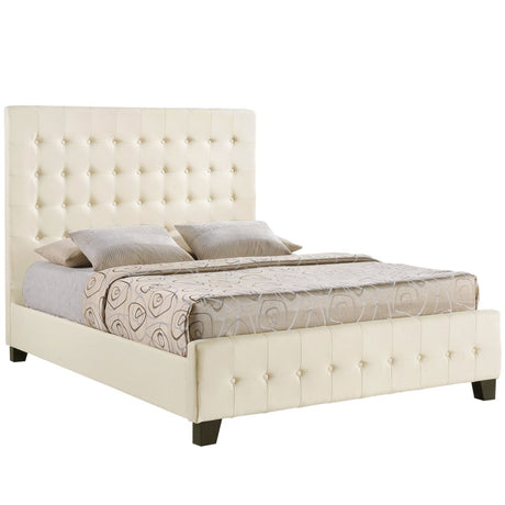 Queen Deep Tufted Fabric Upholstered Platform Bed in Ivory - Platform Bed available at Alpine Outlets in Denver