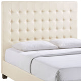 Queen Deep Tufted Fabric Upholstered Platform Bed in Ivory - Platform Bed available at Alpine Outlets in Denver