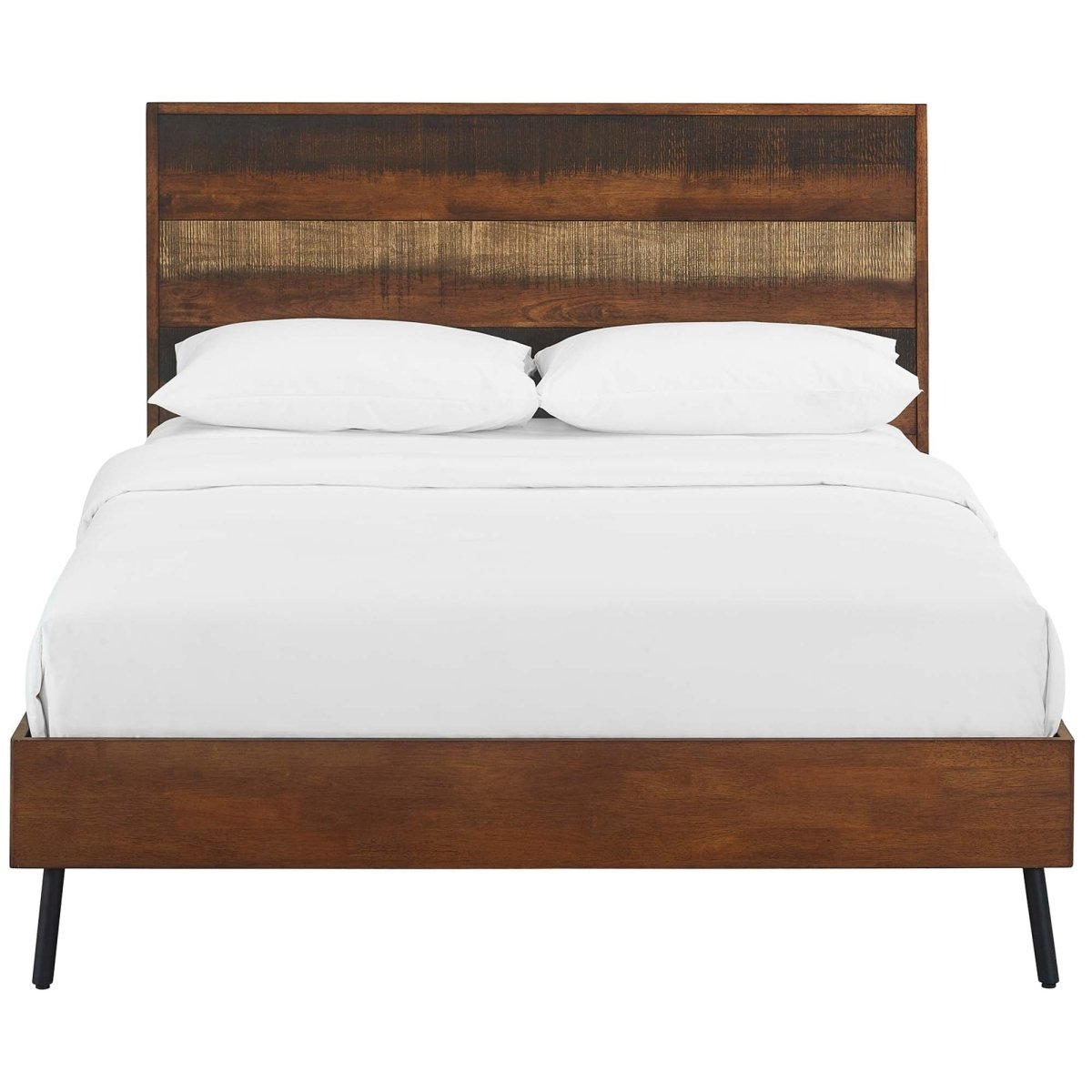 Queen Rustic Striped Wood Grain Platform Bed in Walnut - Platform Bed available at Alpine Outlets in Denver