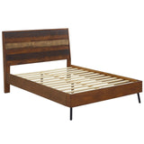 Queen Rustic Striped Wood Grain Platform Bed in Walnut - Platform Bed available at Alpine Outlets in Denver