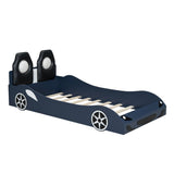 Race Car Shaped Platform Bed With LED And Upholstered Backrest In - Car Beds available at Alpine Outlets in Denver