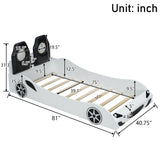 Race Car Shaped Platform Bed With LED And Upholstered Backrest In - Car Beds available at Alpine Outlets in Denver
