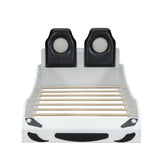Race Car Shaped Platform Bed With LED And Upholstered Backrest In - Car Beds available at Alpine Outlets in Denver