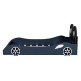 Race Car Shaped Platform Bed With LED And Upholstered Backrest In - Car Beds available at Alpine Outlets in Denver