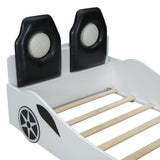 Race Car Shaped Platform Bed With LED And Upholstered Backrest In - Car Beds available at Alpine Outlets in Denver