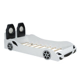 Race Car Shaped Platform Bed With LED And Upholstered Backrest In - Car Beds available at Alpine Outlets in Denver