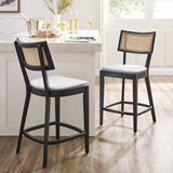 Rattan Back Wood Counter Stools Set of 2 - Stools available at Alpine Outlets in Denver