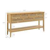 Rattan Console Table with 7 Drawers and Shelf – 62 Inch - Ottomans available at Alpine Outlets in Denver