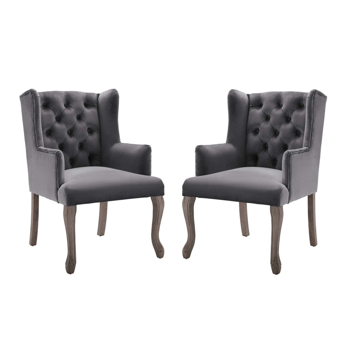 Realm French Vintage Performance Velvet Dining Armchair Set of 2 - Dining Chairs available at Alpine Outlets in Denver