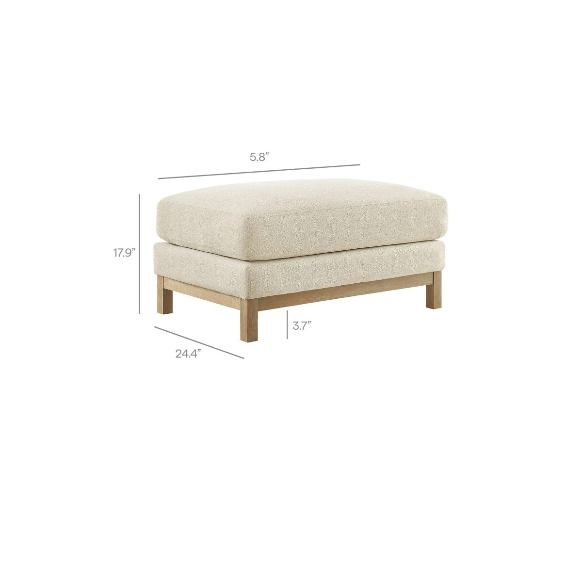 Rectangular Chenille Fabric Ottoman – Upholstered 36 Inch - Ottomans available at Alpine Outlets in Denver