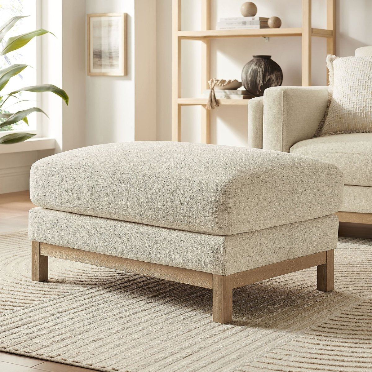 Rectangular Chenille Fabric Ottoman – Upholstered 36 Inch - Ottomans available at Alpine Outlets in Denver