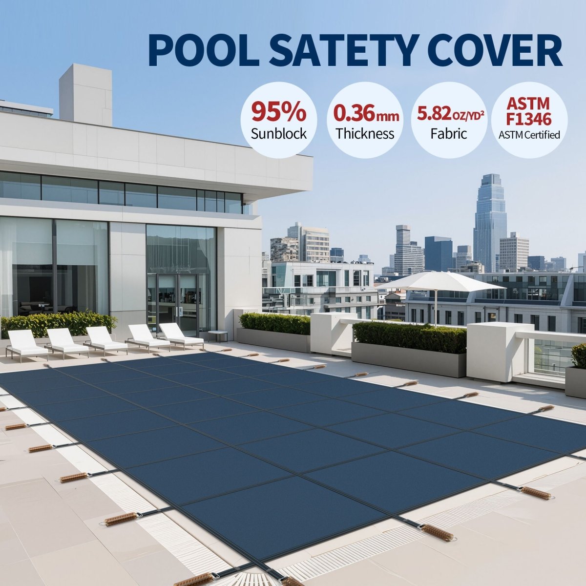 Rectangular Swimming Pool Safety Cover For Underground Pools - Blue - Pool Covers available at Alpine Outlets in Denver