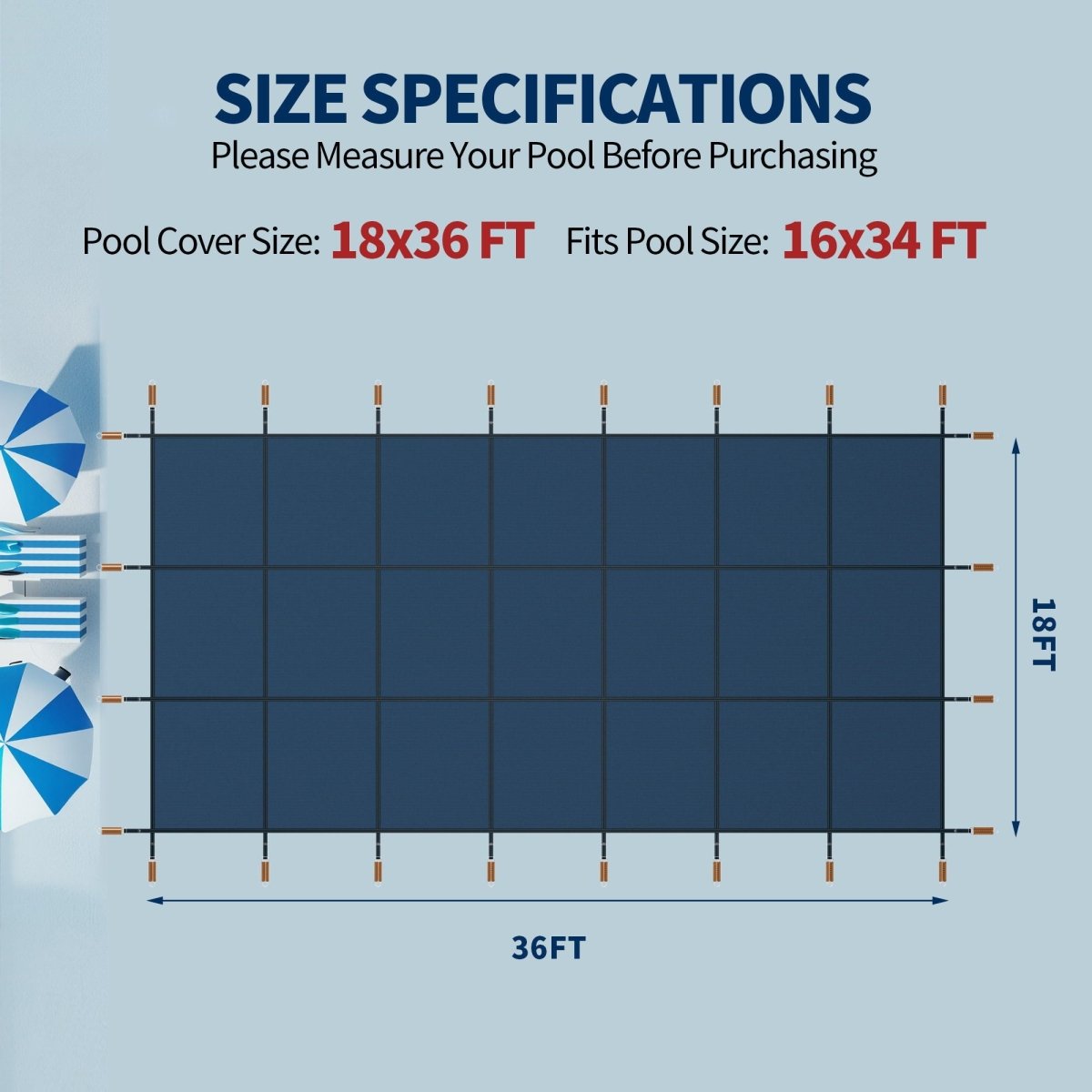 Rectangular Swimming Pool Safety Cover For Underground Pools - Blue - Pool Covers available at Alpine Outlets in Denver