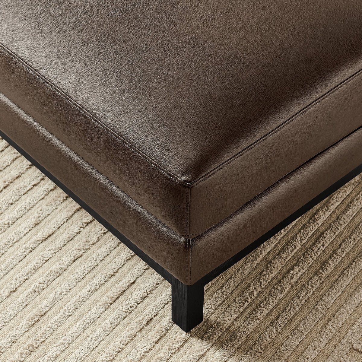 Rectangular Vegan Leather Ottoman – Upholstered 36 Inch - Ottomans available at Alpine Outlets in Denver