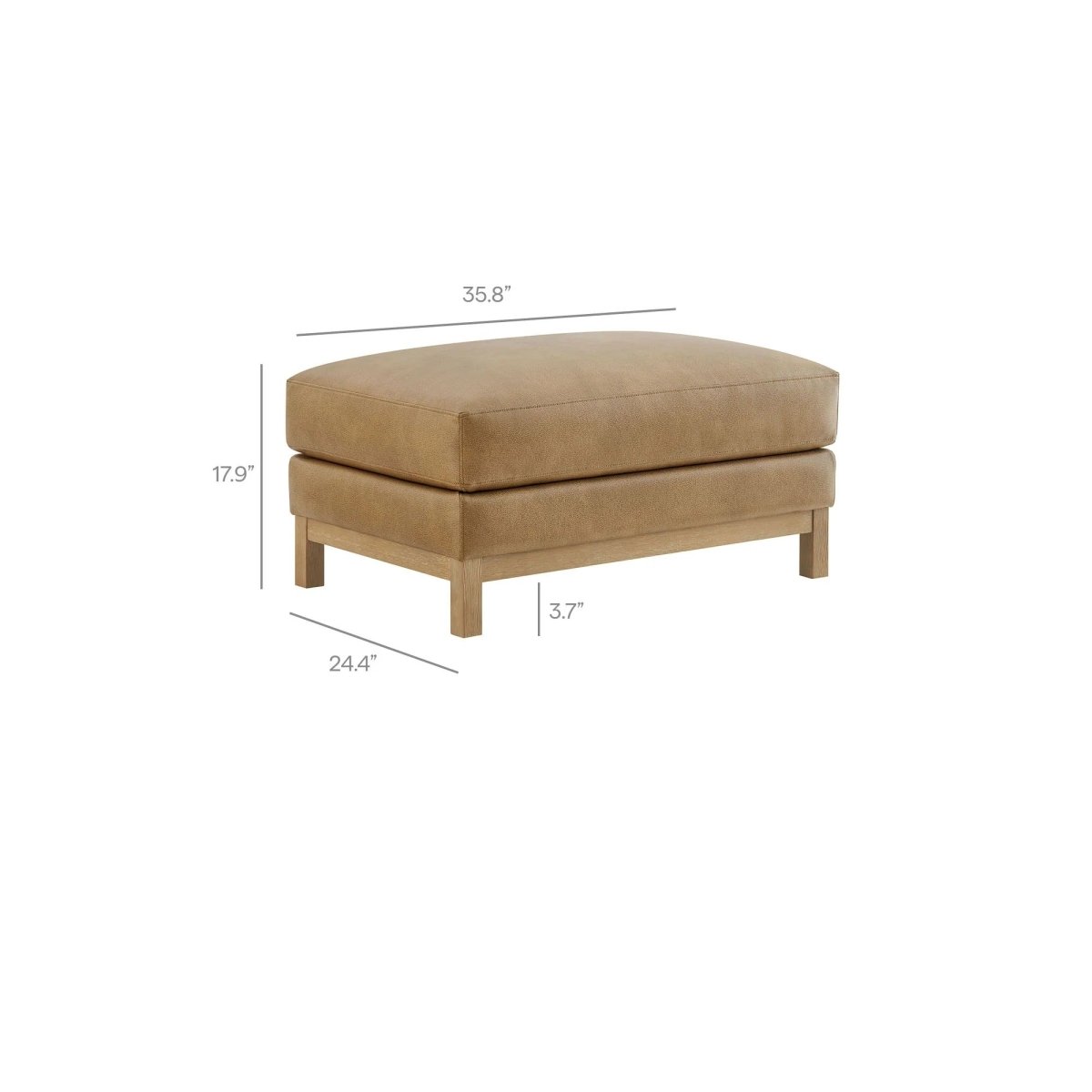 Rectangular Vegan Leather Ottoman – Upholstered 36 Inch - Ottomans available at Alpine Outlets in Denver