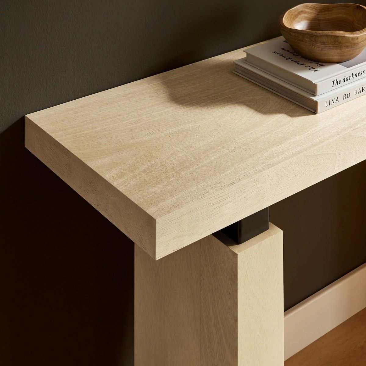 Rectangular Wood Console Table with Metal Supports – 52 Inch - Ottomans available at Alpine Outlets in Denver