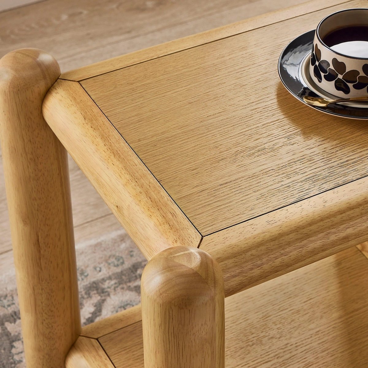 Rectangular Wood Side Table 2 Tier Shelf – Oak 19 Inch - End & Side Tables available at Alpine Outlets in Denver