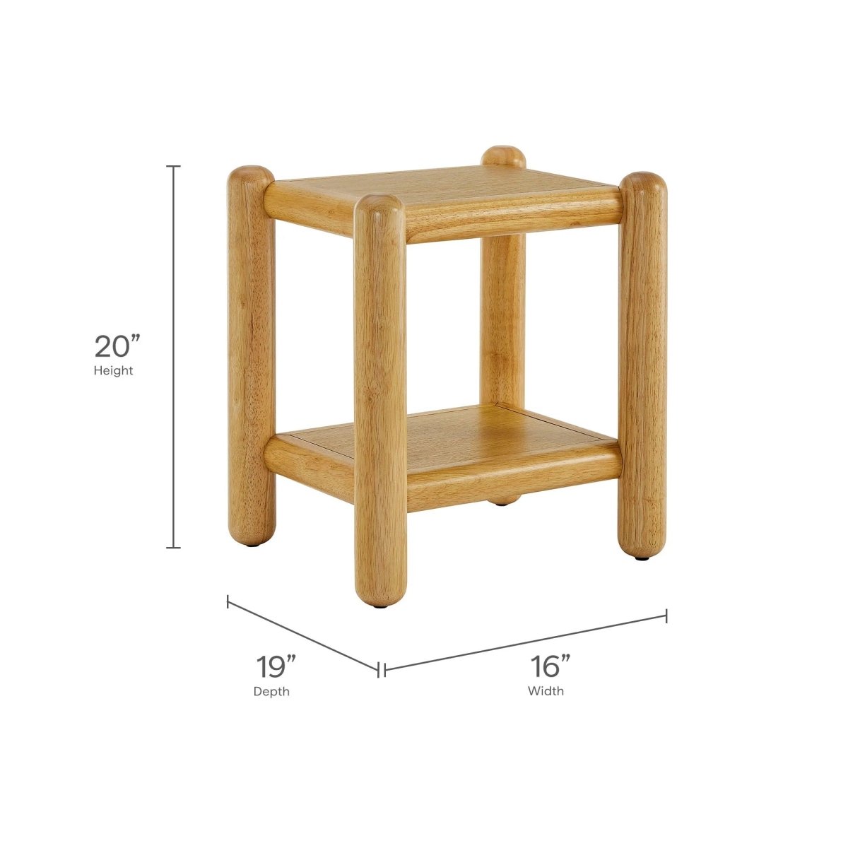 Rectangular Wood Side Table 2 Tier Shelf – Oak 19 Inch - End & Side Tables available at Alpine Outlets in Denver